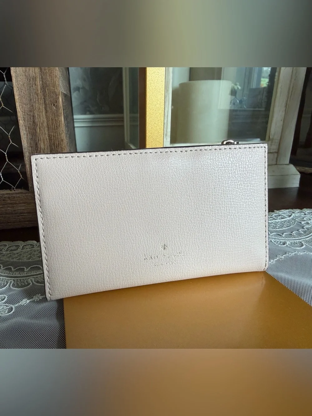 kate spade light pink Leather Zip Wallet